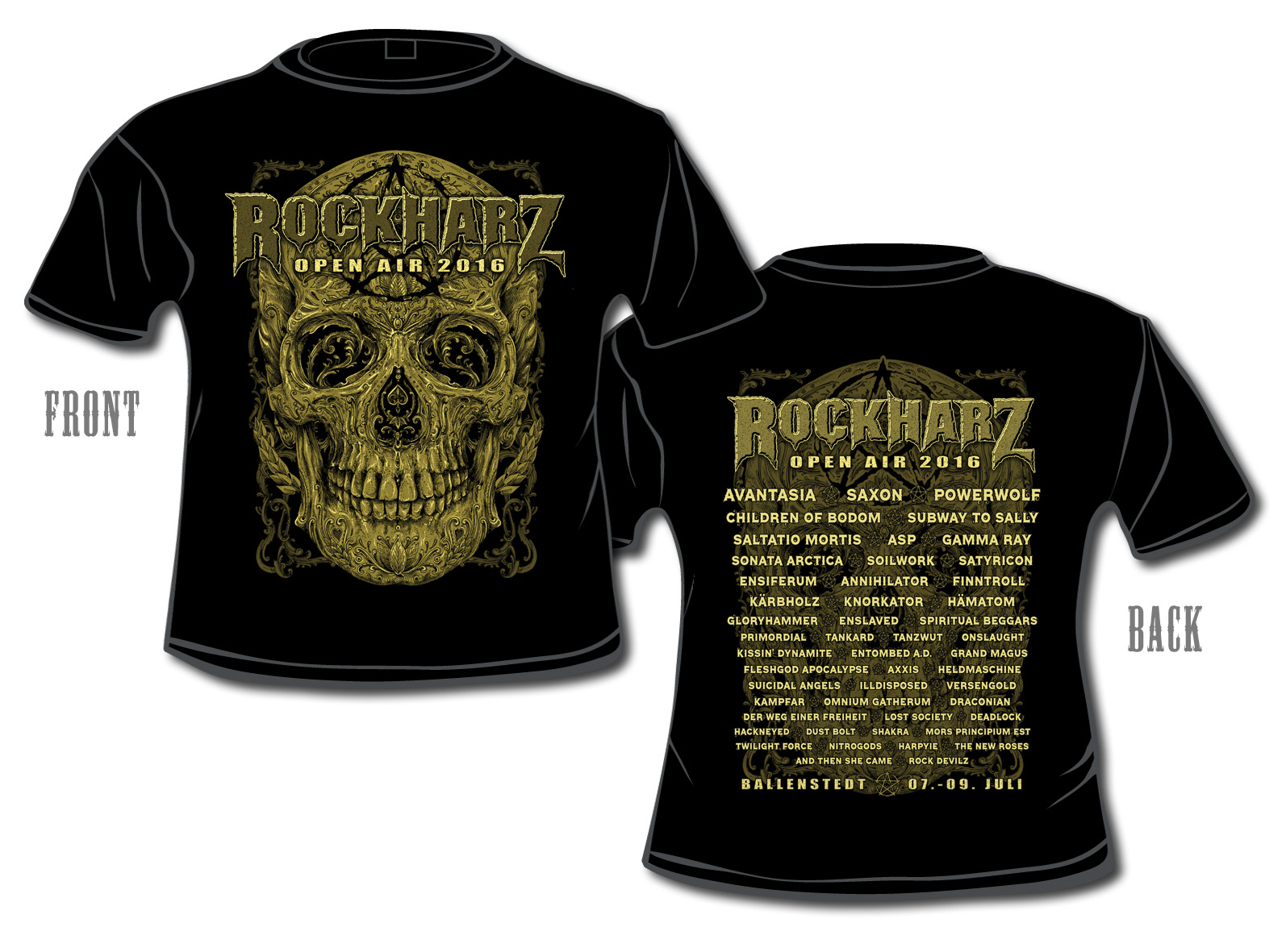 Ornament Skull T-Shirt-L